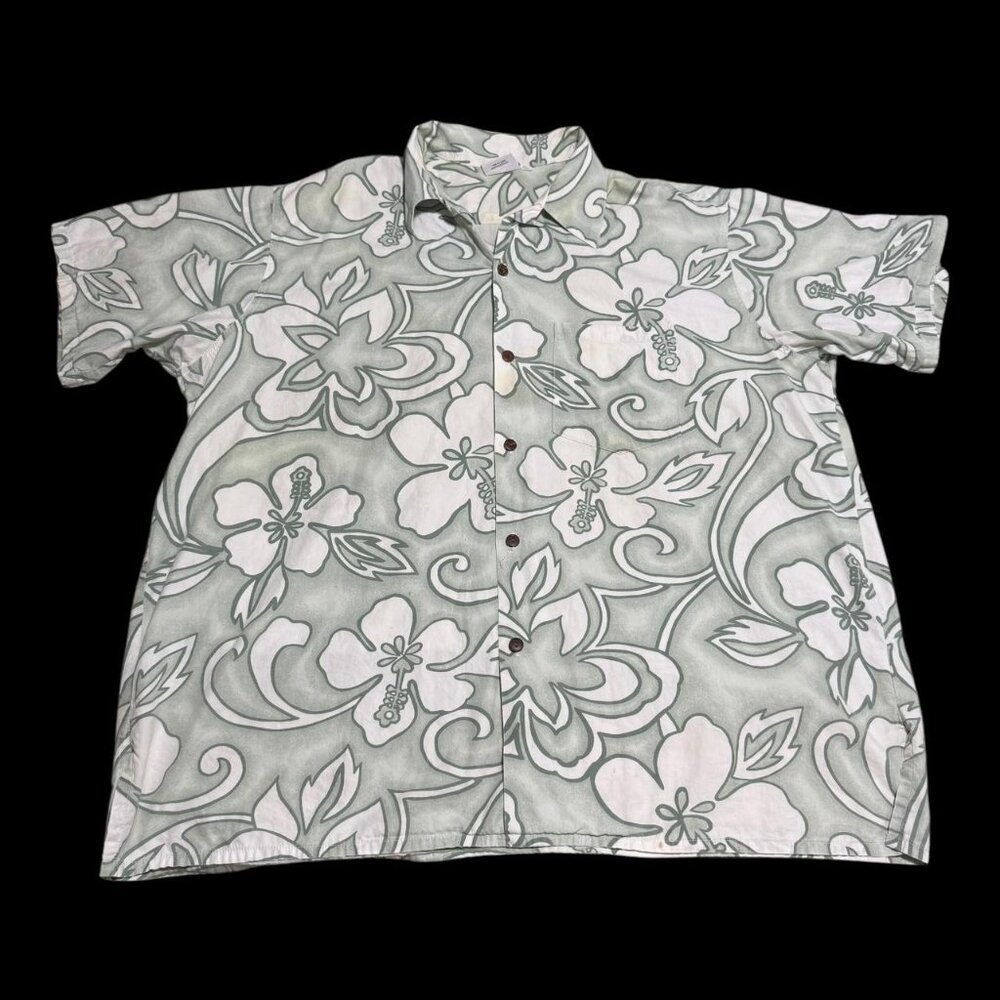 Vintage Ron Jon Surf Shop Floral Stained Casual Hawaiian Shirt Adult 3XL